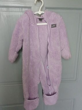 Eddie Bauer Lavender Plush Hooded One-Piece Footie